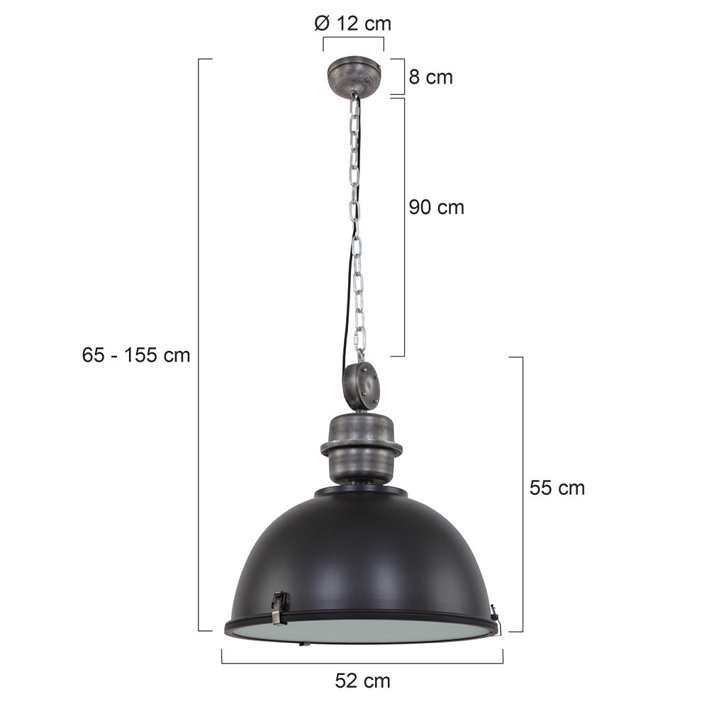 Hanglamp Bikkel XXL 7834ZW Zwart Ø52cm E27 fitting - Afbeelding 7