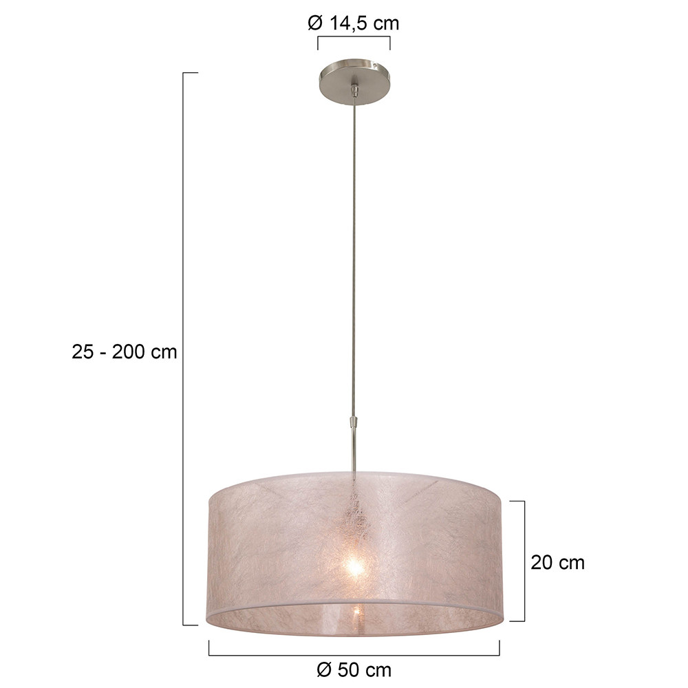 Staalkleurige hanglamp Sparkled Light 9887ST met sizoflor zilver kap - Afbeelding 6