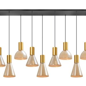 ETH Lisa Hanglamp zwart+brons 9xGU10 L130xW30xH2.5cm 350cm