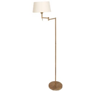 Bronskleurige vloerlamp Bella 5894BR met cr&egrave;me kleurige linnen kap