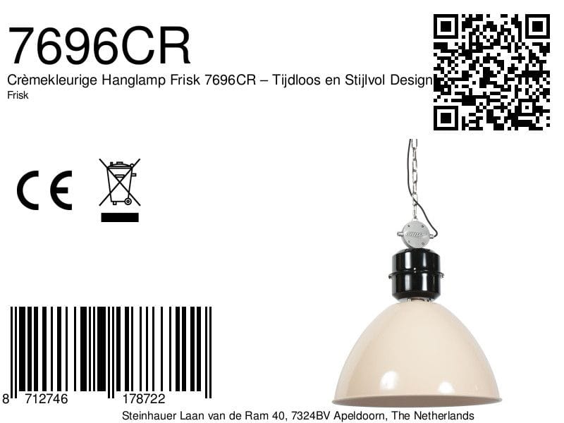 Crèmekleurige Hanglamp Frisk 7696CR – Tijdloos en Stijlvol Design - Afbeelding 8