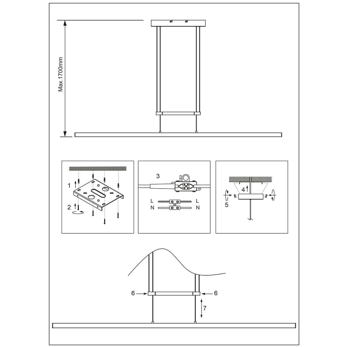 Hanglamp Profilo 3318ST Staal 150 cm breed 2100 lumen - Afbeelding 9
