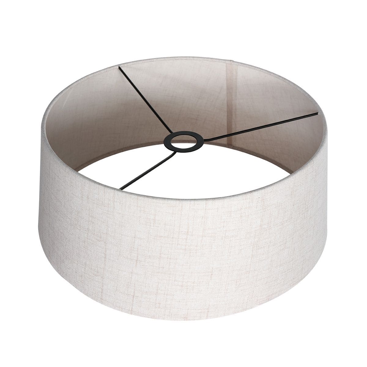 Crèmekleurige lampenkap van linnen met witte binnenzijde, Ø48 cm, geschikt voor moderne interieurverlichting.