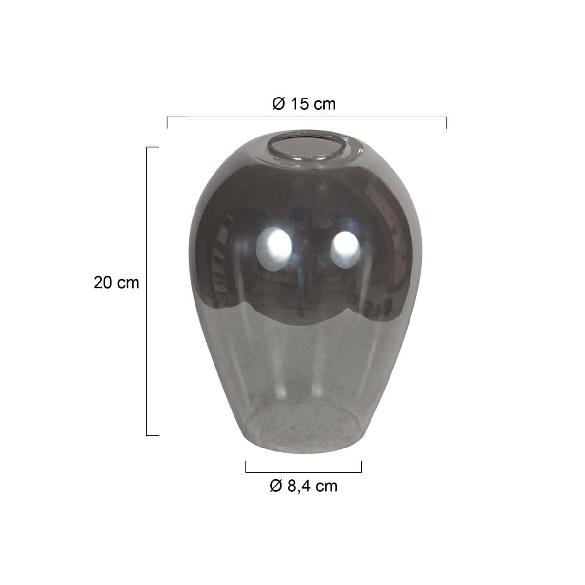 Handgemaakt druppelvormig rookglas voor E27 armaturen, geschikt voor moderne verlichting.