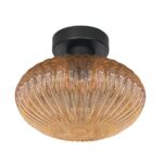 Plafondlamp Bloeba 4236ZW met amberkleurig ribbelglas