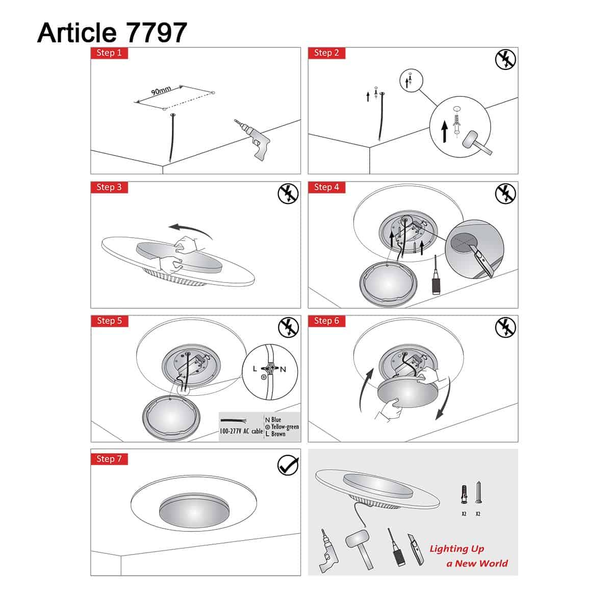 Plafondlamp Lido 7797W Wit Ø28 cm 1100 Lumen - Afbeelding 9