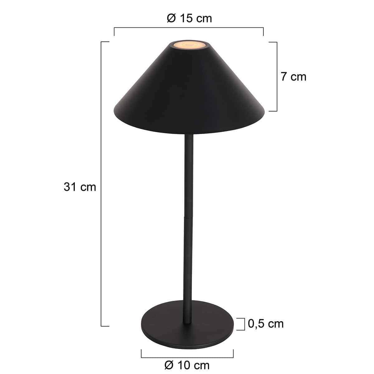 Tafellamp Ancilla 3353ZW Zwart oplaadbaar en dimbaar - Afbeelding 7