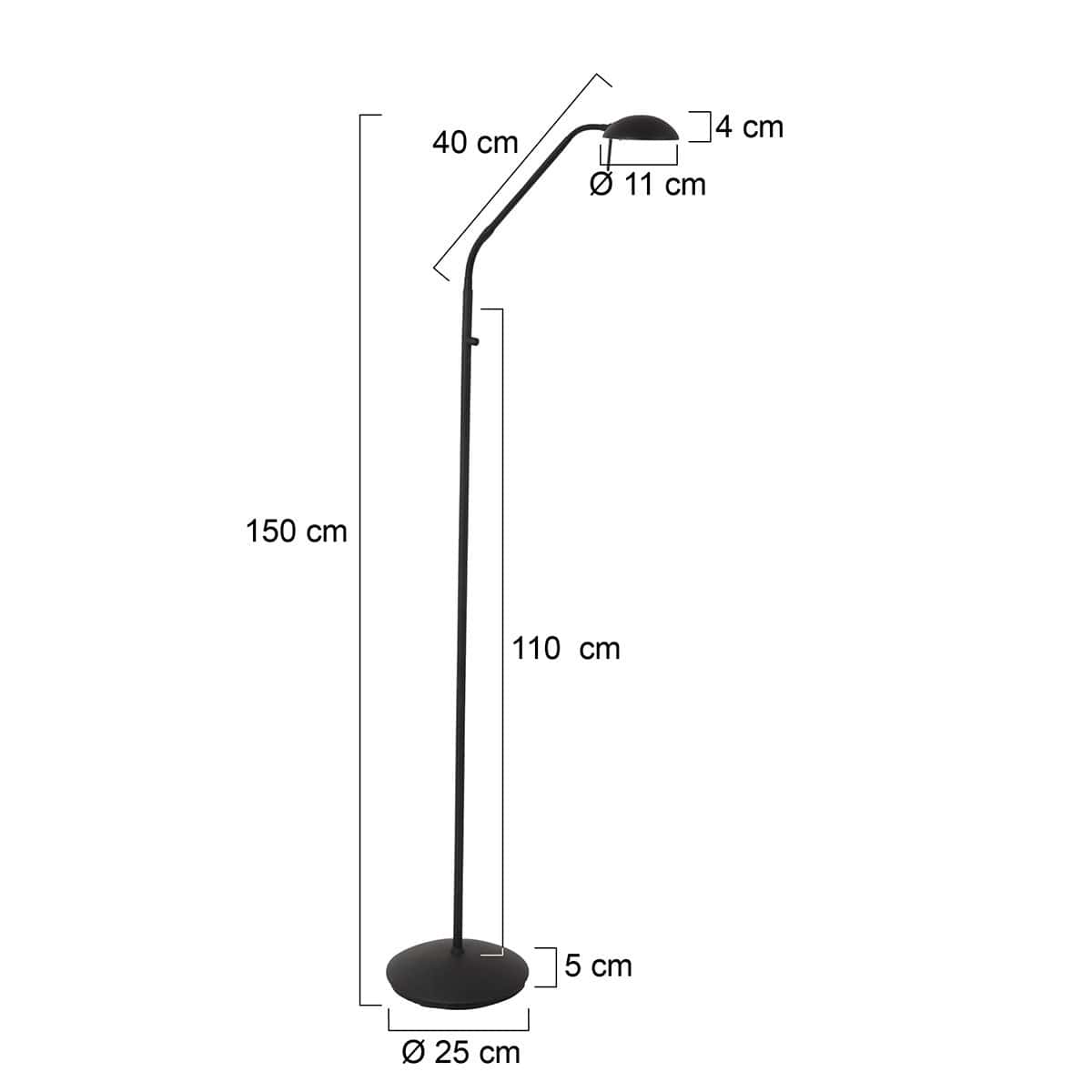 Vloerlamp Biron 1 lichts 7501ZW Zwart met dimmer 2700 Kelvin - Afbeelding 6