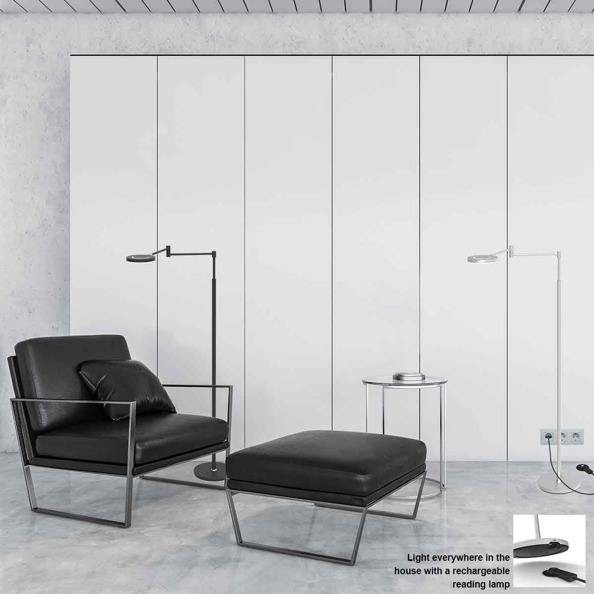 Vloerlamp Soleil accu 3515ST staal met zwenkarm - Afbeelding 4
