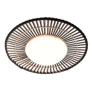 Zwart / bamboe plafondlamp Aura &Oslash;50 cm 3866ZW met 4 standen functie