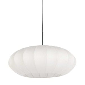 Zwarte hanglamp Sparkled Light 3809ZW met wit zeiden kap
