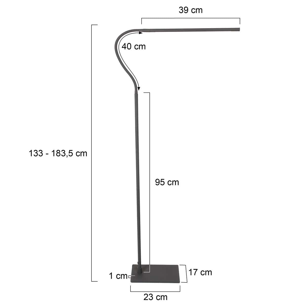 Zwarte leeslamp Serpent 3115ZW met dimmer en flexsibele arm - Afbeelding 6