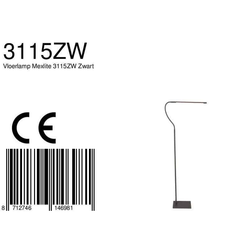 Zwarte leeslamp Serpent 3115ZW met dimmer en flexsibele arm - Afbeelding 7