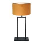 Zwarte tafellamp Stang 3859ZW met E27 fitting en goud velours stoffen kap