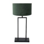 Zwarte tafellamp Stang 3862ZW met E27 fitting en groene velours stoffen kap Greenwave