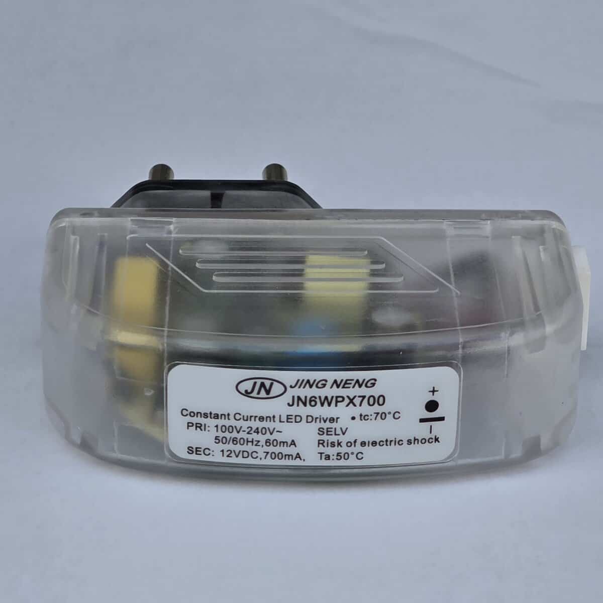 constant current led driver jing neng jn6wpx700 12vdc 700ma female transparant
