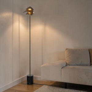 vloerlamp pagoda 145cm hoog goud bruin marmeren voet dimmer s 7710 b