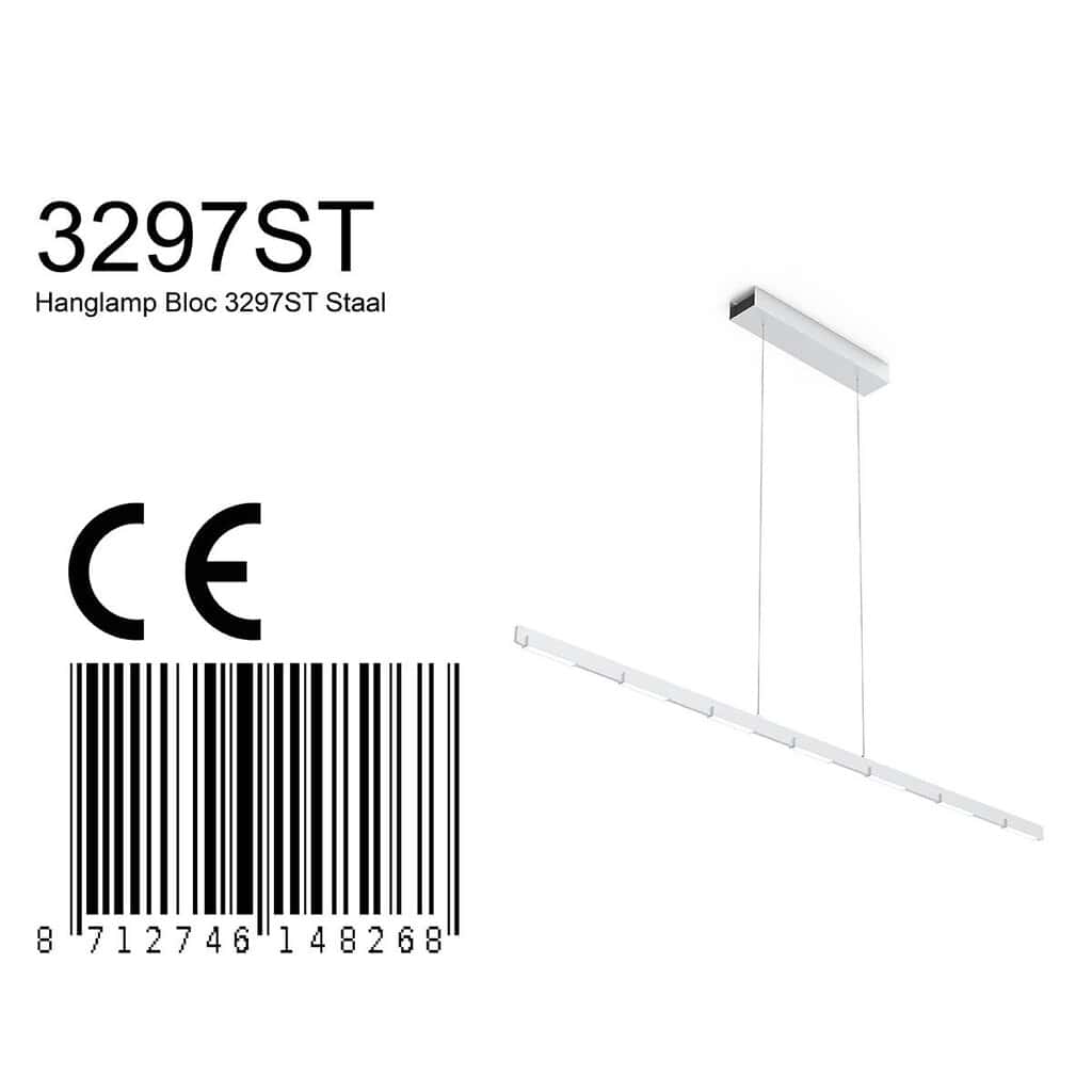 Hanglamp Bloc 3297ST Staal met Cable lift - Afbeelding 7