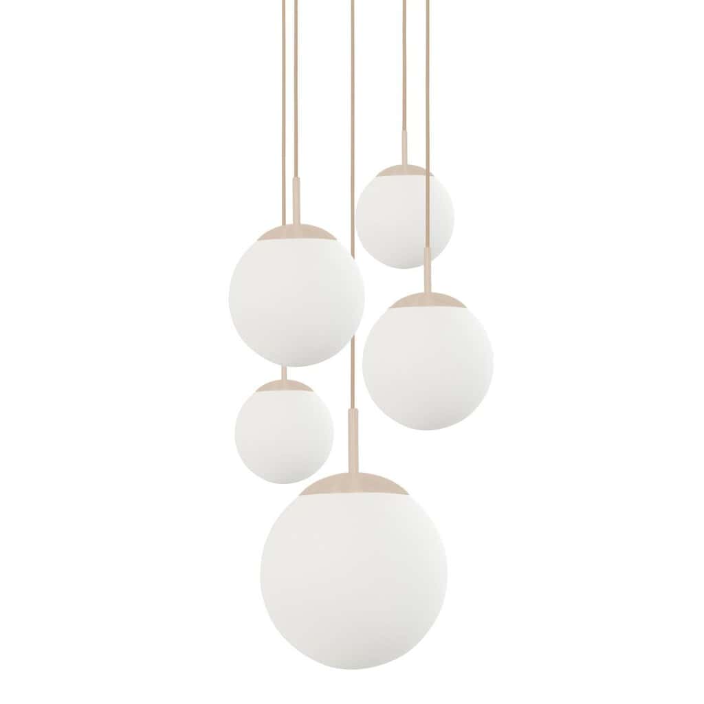 Hanglamp Bollique 2730CR crème 5 lichts designlamp met mat wit glas - Afbeelding 2