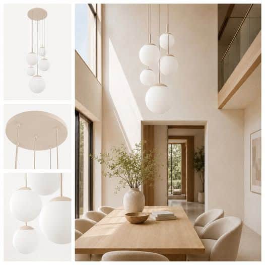 Hanglamp Bollique 2730CR crème 5 lichts designlamp met mat wit glas - Afbeelding 3