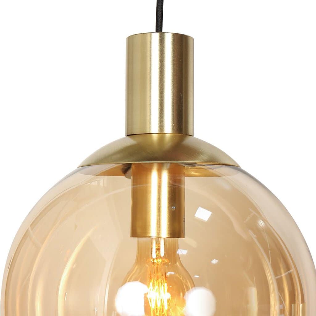 Hanglamp Bollique 3799ME messing 9 lichts met amber glas - Afbeelding 11