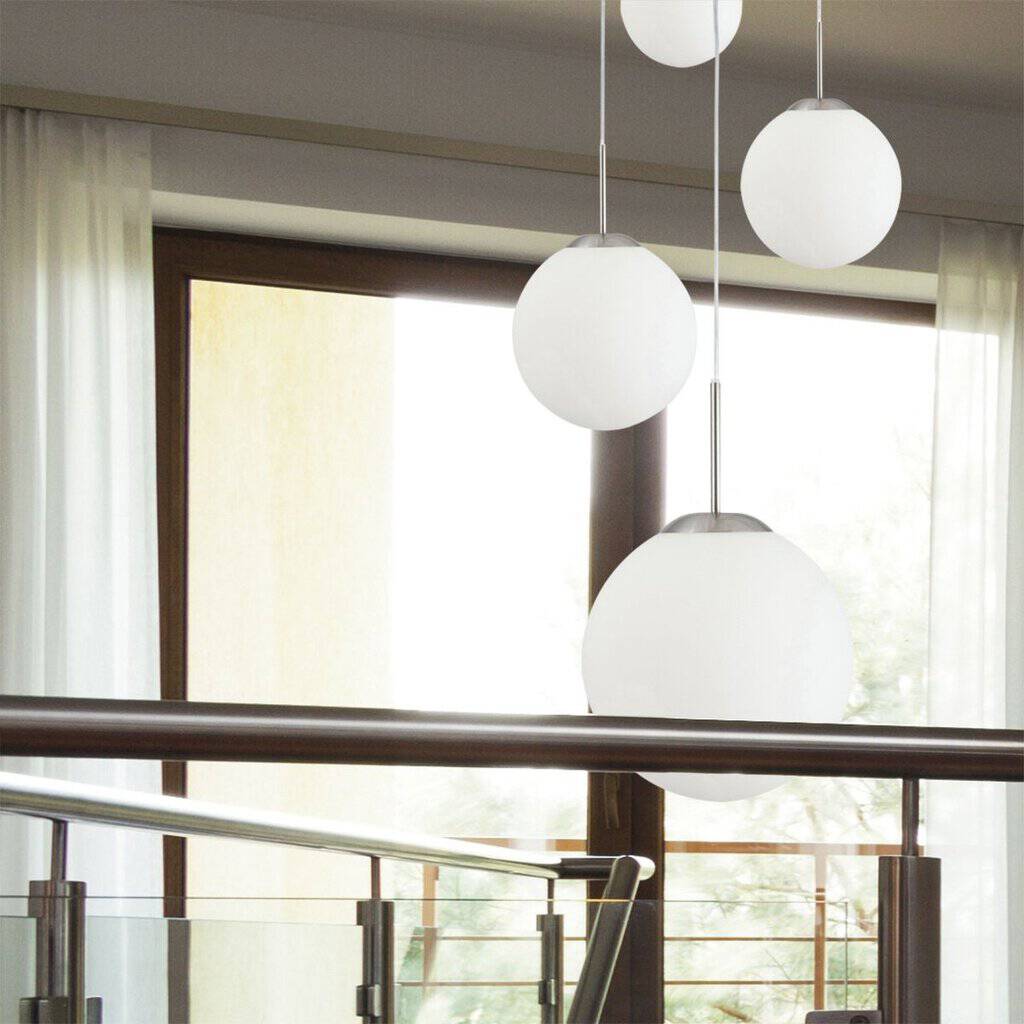Hanglamp Bollique 7376ST staal 5 lichts met mat wit glas - Afbeelding 4
