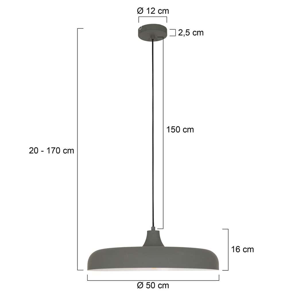 Hanglamp Krisip 2677GR Grijs met E27 fitting aan strijkijzer snoer - Afbeelding 7