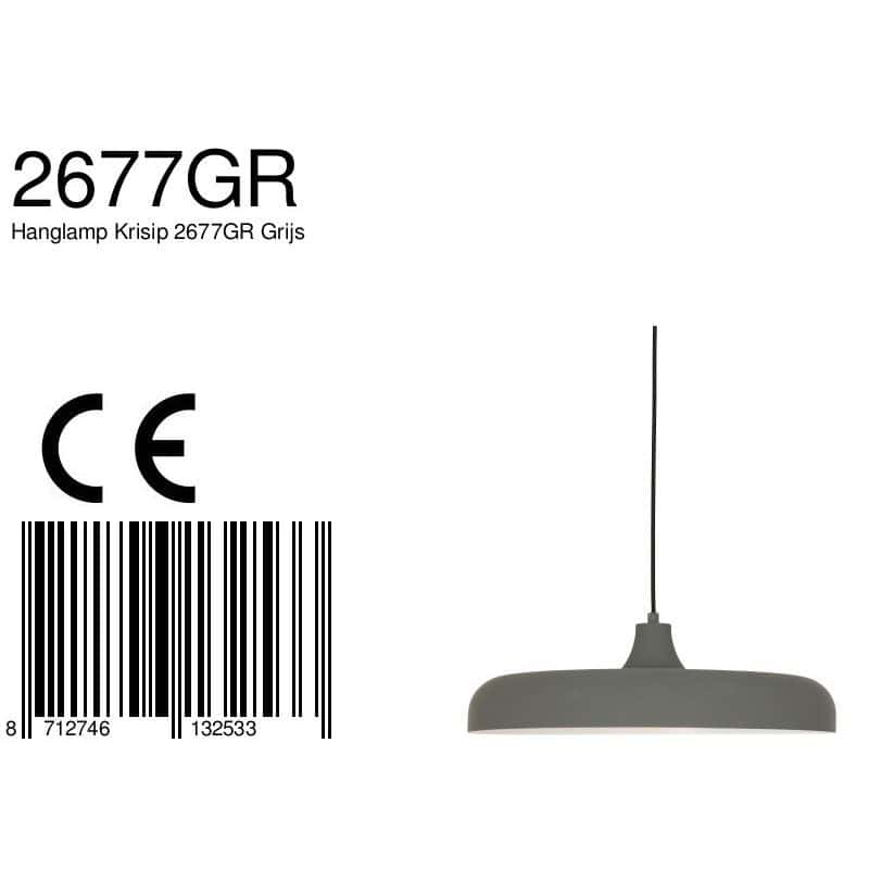 Hanglamp Krisip 2677GR Grijs met E27 fitting aan strijkijzer snoer - Afbeelding 8