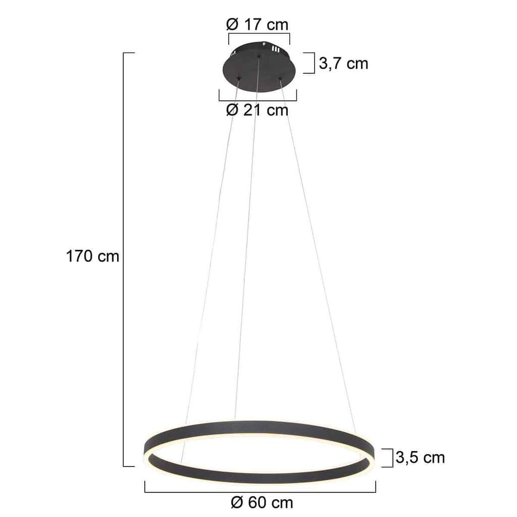 Hanglamp Ringlux 3502ZW zwarte LED ringlamp Ø 60 cm - Afbeelding 7
