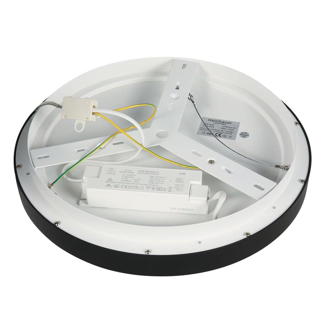 Plafondlamp Ringlede 3691ZW zwarte LED lamp Ø38 cm met uplight - Afbeelding 12