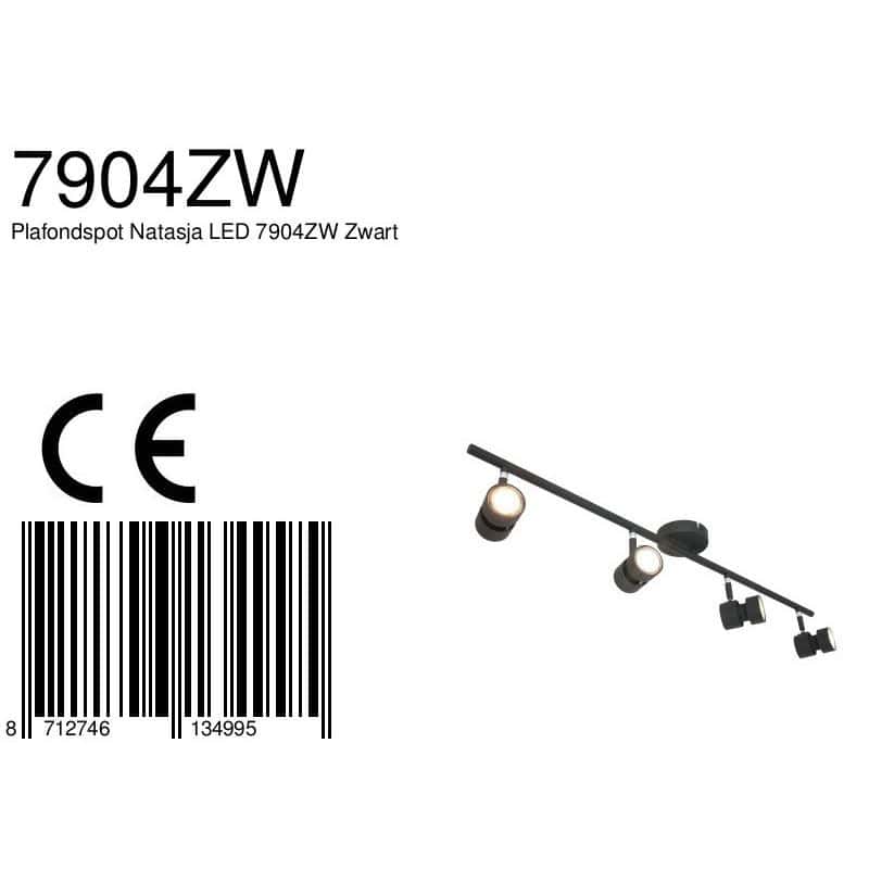 Spot Natasja 7904ZW zwarte 4-lichts spot met dimbaar GU10 licht - Afbeelding 8