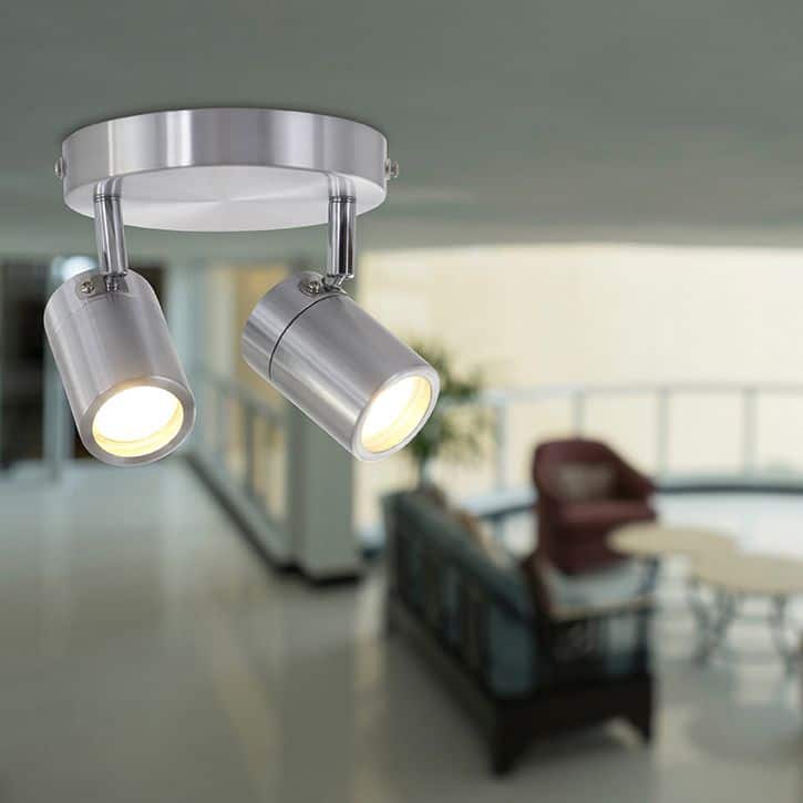 Staalkleurige 2-lichts spot Upround 2487ST inclusief lichtbronnen - Afbeelding 3