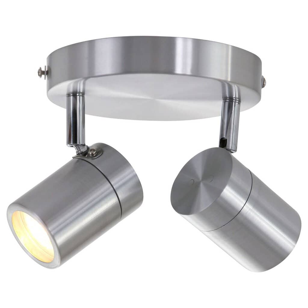 Staalkleurige 2-lichts spot Upround 2487ST inclusief lichtbronnen - Afbeelding 5