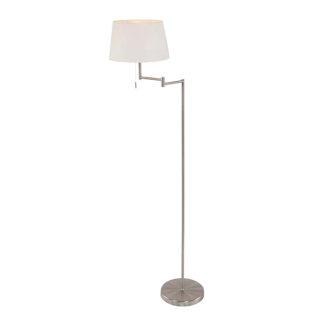 Staalkleurige vloerlamp Bella 5894ST met wit linnen kap - Afbeelding 2