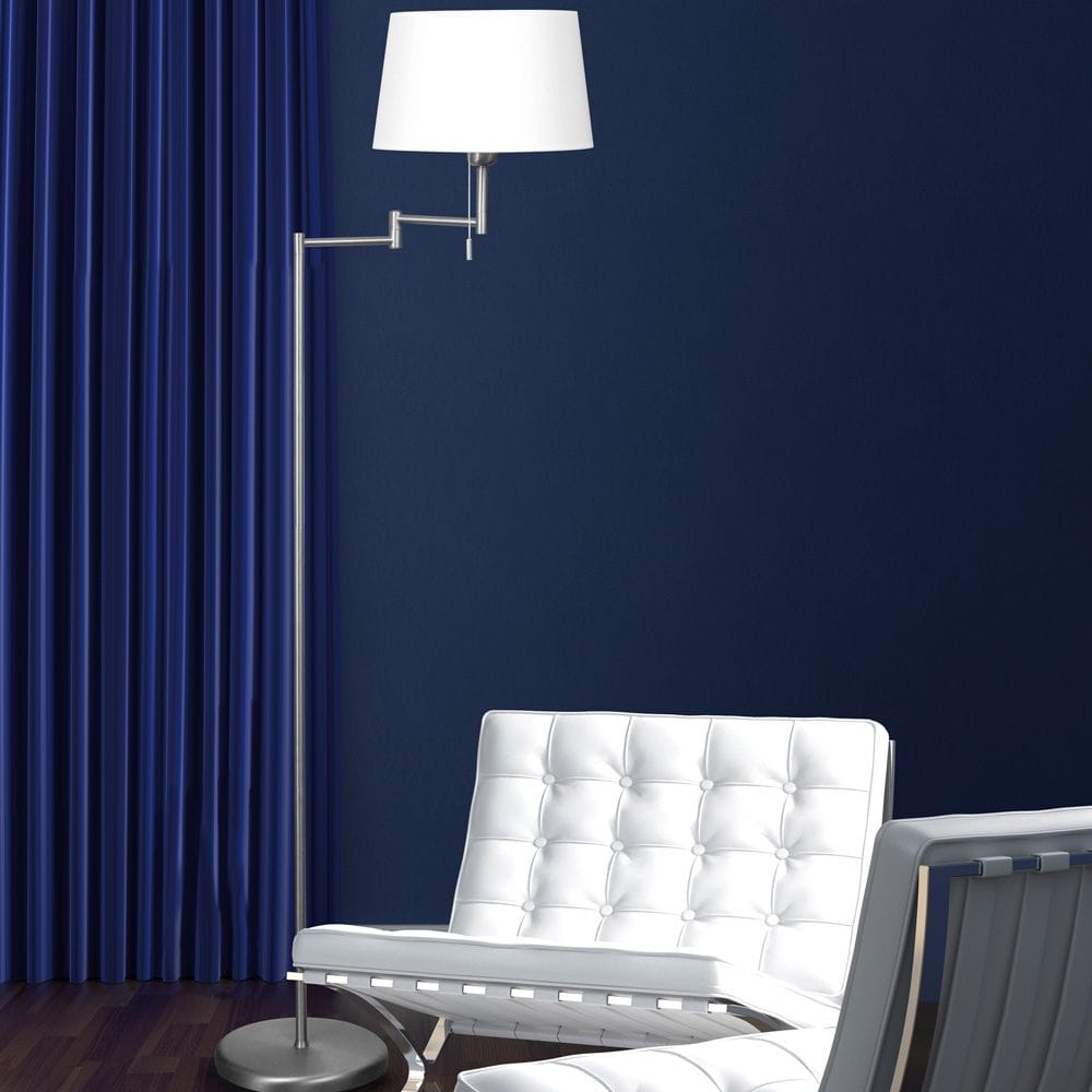 Staalkleurige vloerlamp Bella 5894ST met wit linnen kap - Afbeelding 4