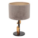 Tafellamp Animaux 8234ZW - stijlvol accent grijze velours kap
