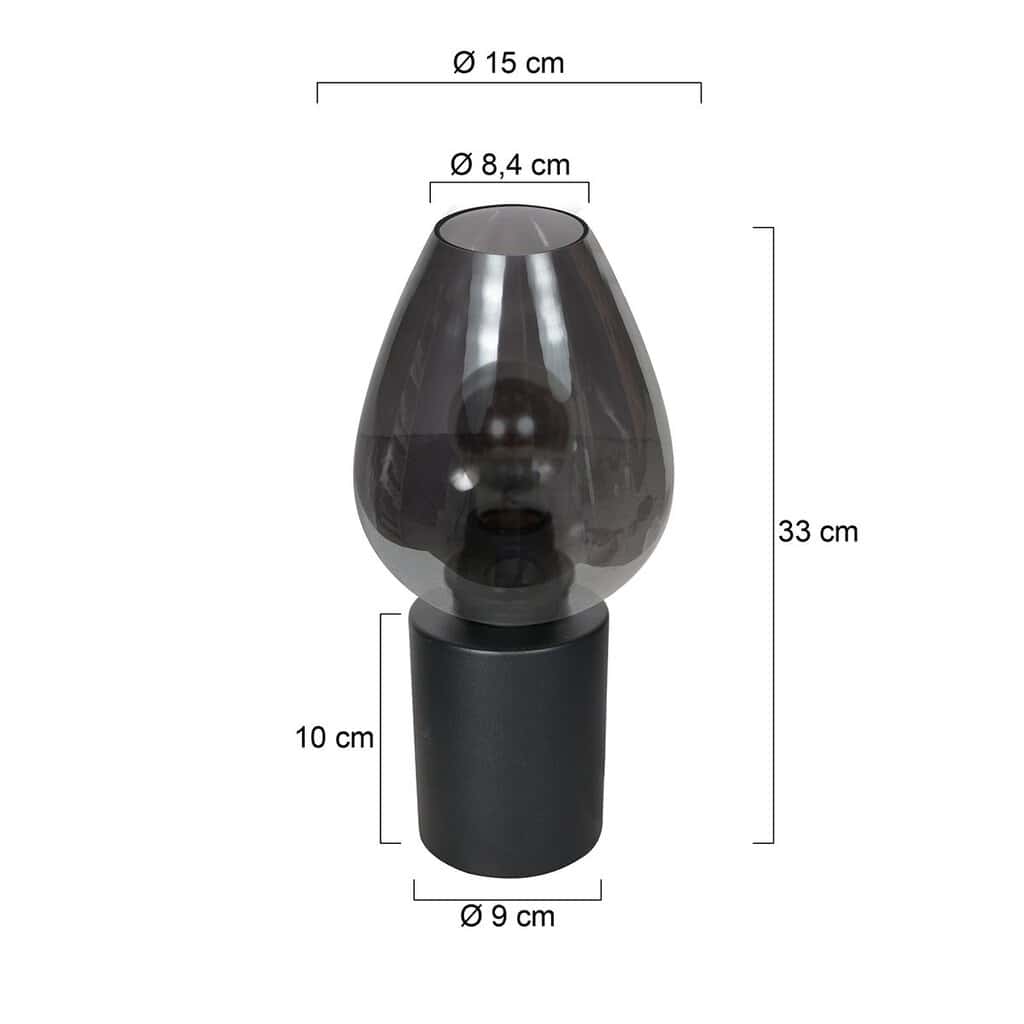 Tafellamp Drovia 4378ZW – Stijlvol met smoke glas - Afbeelding 6