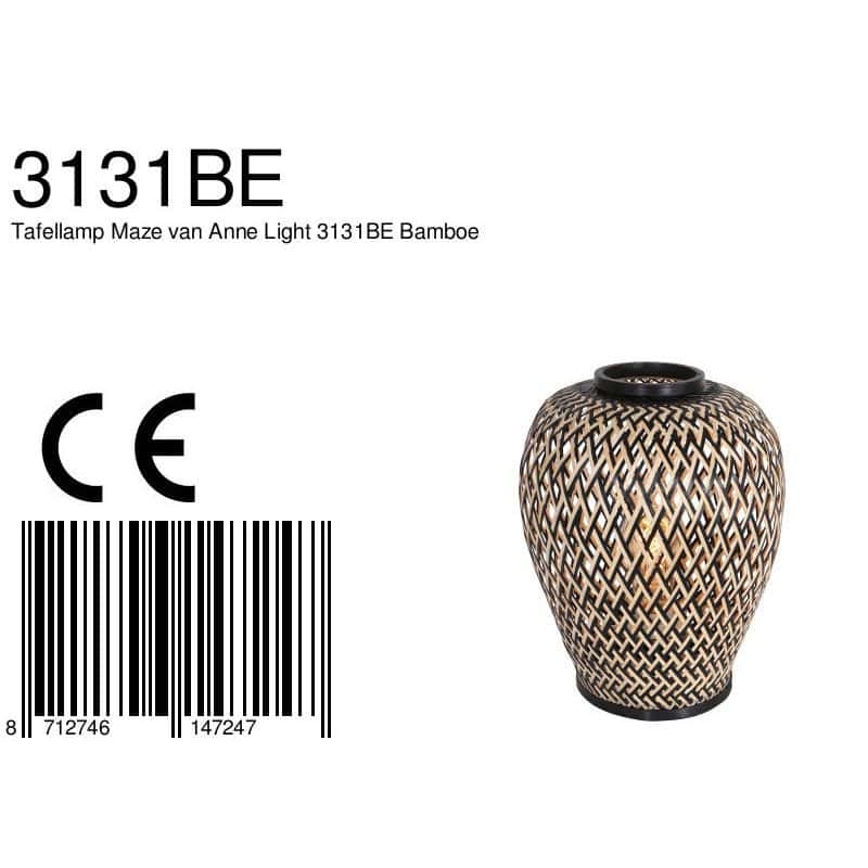 Tafellamp Maze 3131BE – Bamboe sfeerlamp met speels licht - Afbeelding 7