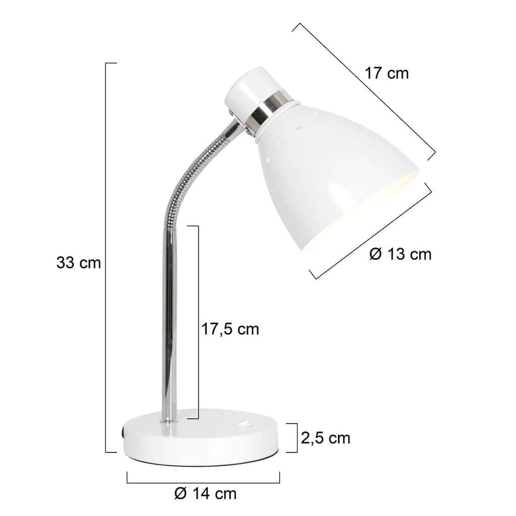 Tafellamp Spring 3391W wit met E27 fitting - Afbeelding 6