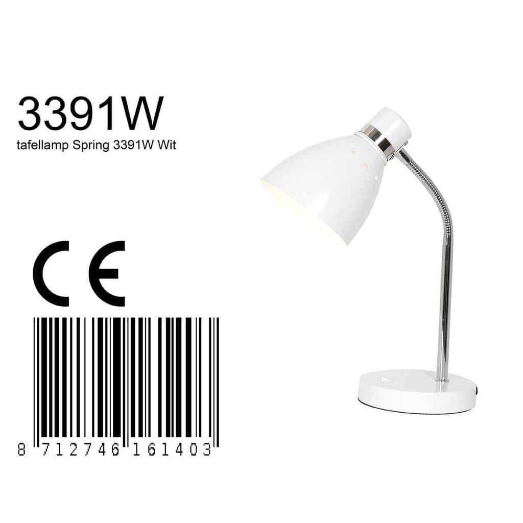 Tafellamp Spring 3391W wit met E27 fitting - Afbeelding 7