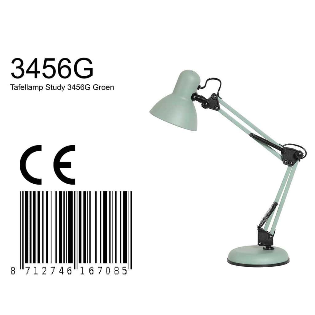 Tafellamp Study 3456G – groene bureaulamp verstelbaar - Afbeelding 9