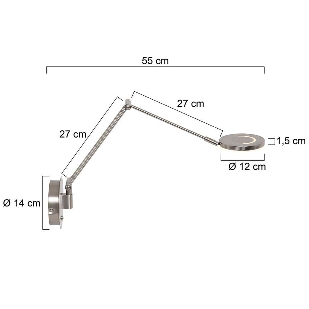 Wandlamp Soleil 3259ST Staal met verstelbare arm - Afbeelding 6