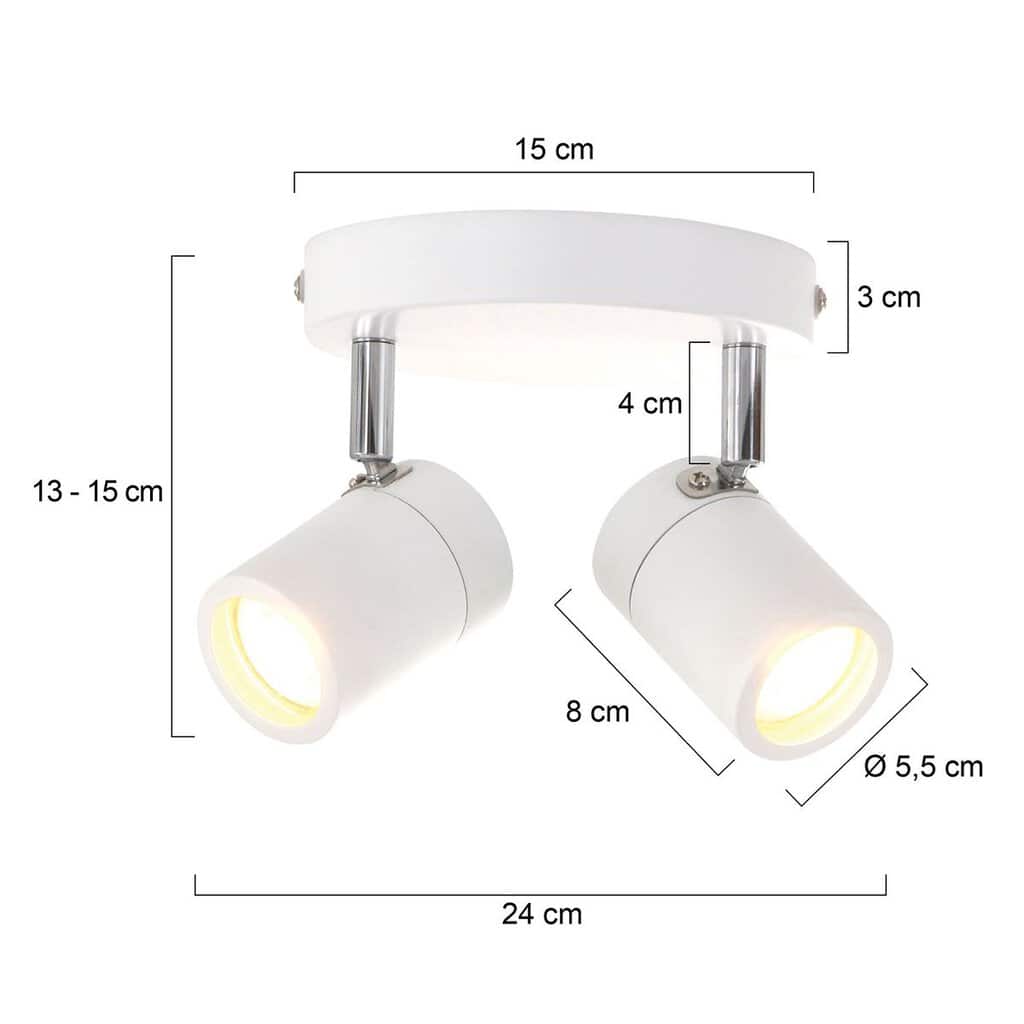 Witte 2-lichts spot Upround 2487W inclusief lichtbronnen - Afbeelding 7