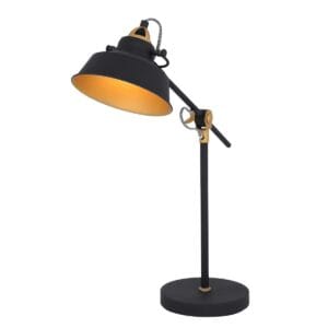 Zwart gouden stoere tafellamp Nove 1321ZW met E27 fitting