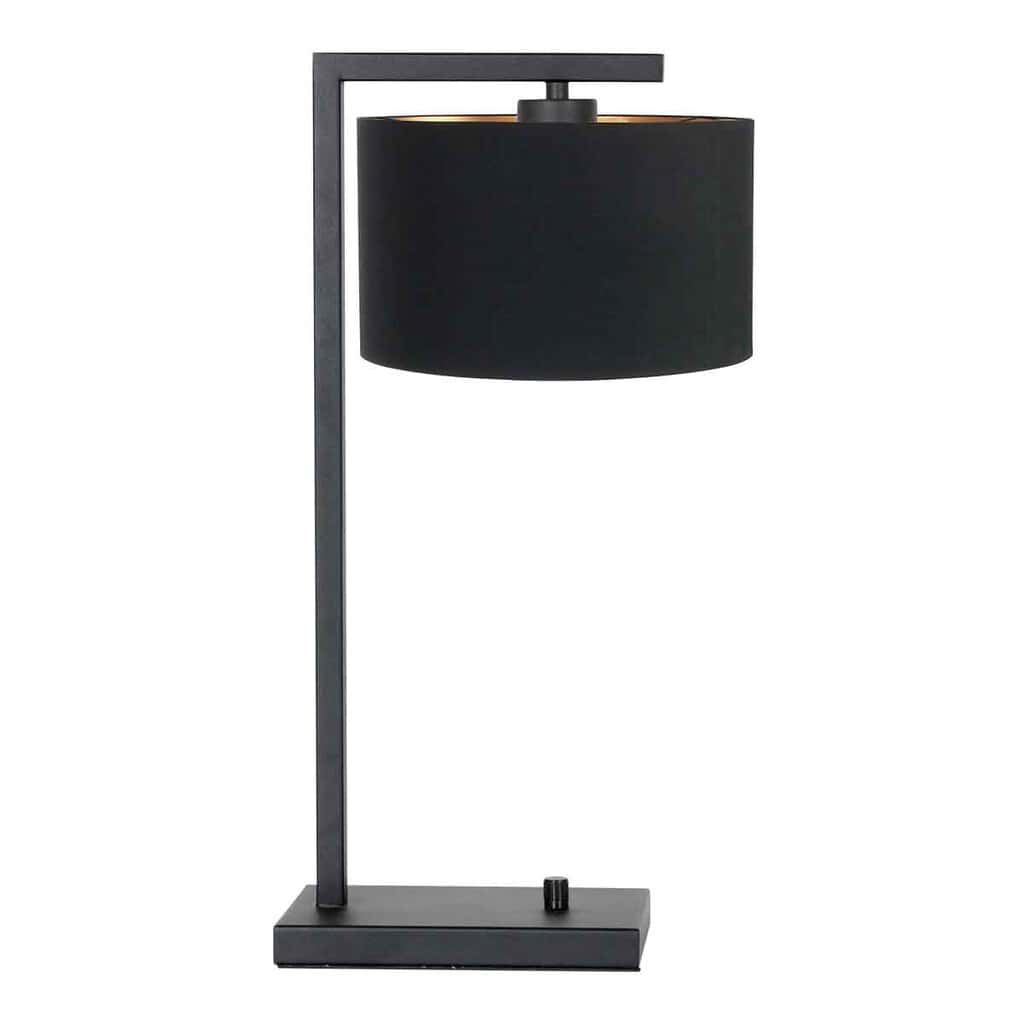 Zwarte tafellamp Stang 7195ZW met zwart linnen kap - Afbeelding 2