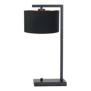 Zwarte tafellamp Stang 7195ZW met zwart linnen kap